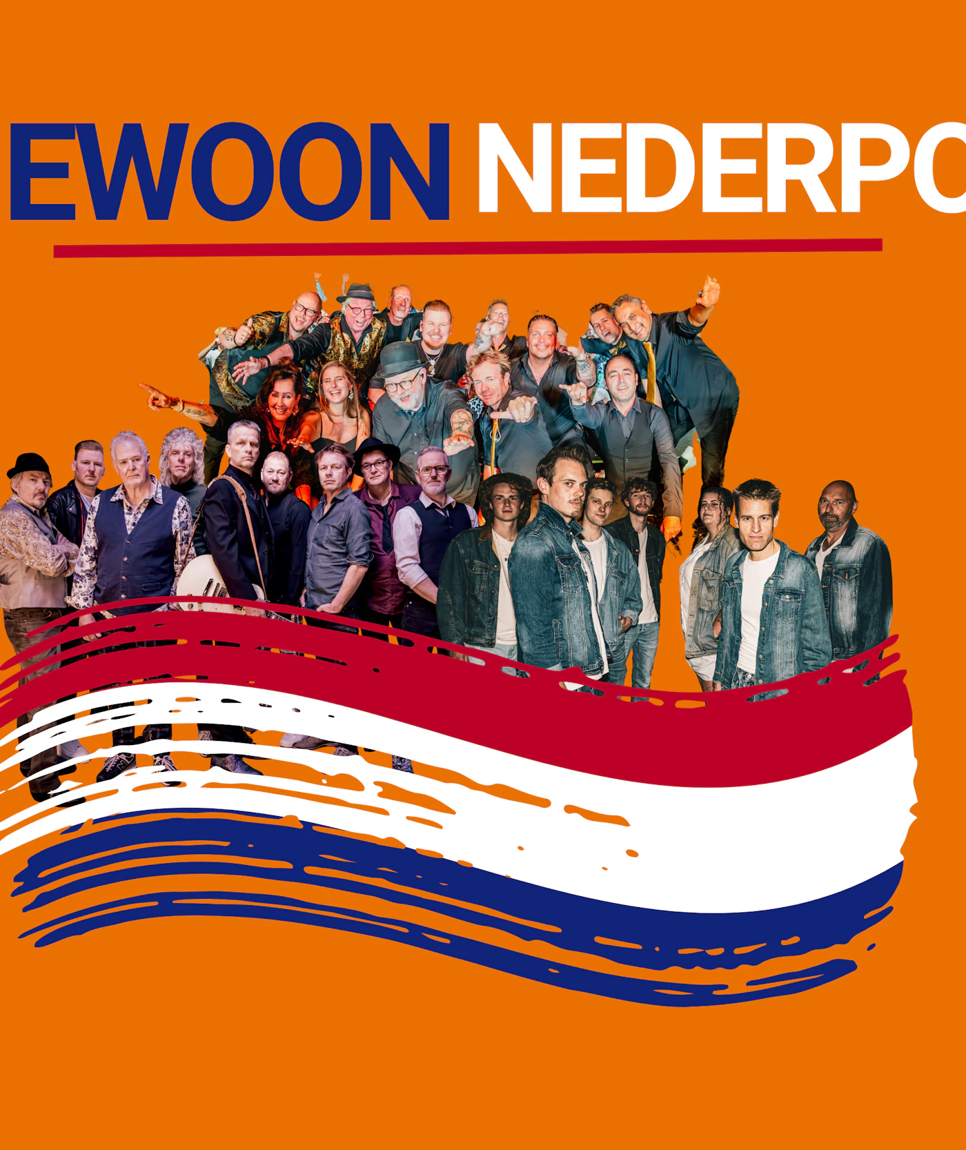 Oranje Rood Wit Blauw Modern Koningsdag Nederland Poster 1920 x 1080 px